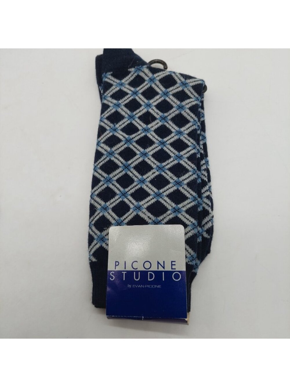 Evan Picone Studio Socks Size 9 - 11 Blue Diamond Pattern